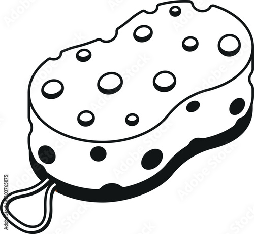 Bath hygienic washcloth black-and-white vector illustration