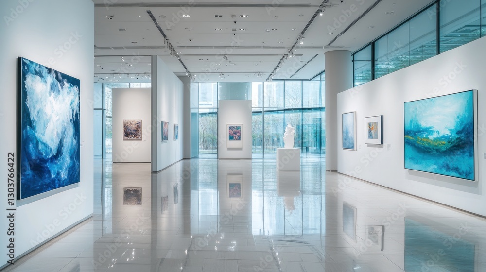 Serene Modern Art Gallery: Blue Hues and Tranquil Reflections Serene Modern Art Gallery: Blue Hues and Tranquil Reflections