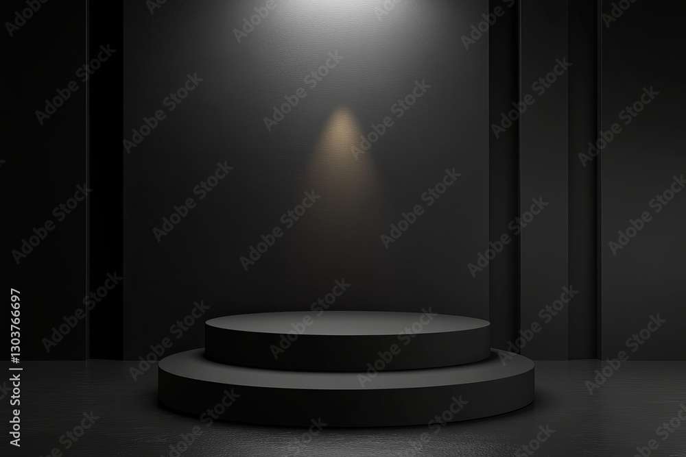 Elegant Black Two Tiered Round Pedestal Display Platform Minimalist Modern Dark Studio Product Showcase Background Presentation Scene 3d stage stand Elegant Black Two Tiered Round Pedestal Display Platform Minimalist Modern Dark Studio Product Showcase Background Presentation Scene 3d stage stand