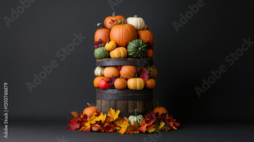 Wallpaper Mural Autumn harvest display with stacked gourds and pumpkins for seasonal decoration Torontodigital.ca