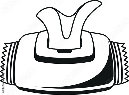 Wet napkins pack black-and-white vector illustration