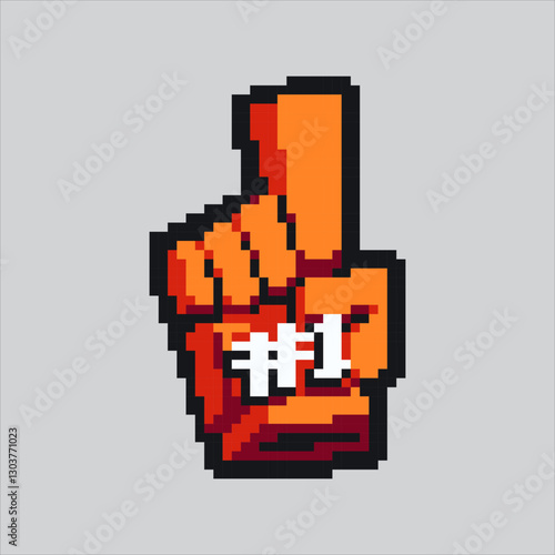 Pixel art illustration Fan Finger. Pixelated Hand Cheer. Fan Finger Hand Cheer Icon pixelated for the pixel art game and icon for website and video game. old school retro.