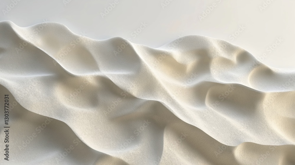 Fototapeta premium top view of light beige sand, cascading and piled in a heap against a pure white background,