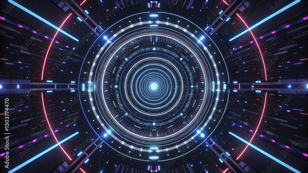 A cutting-edge time portal vortex merging abstract digital circuits with swirling cosmic energy, rendered in crisp high-resolution detail A cutting-edge time portal vortex merging abstract digital circuits with swirling cosmic energy, rendered in crisp high-resolution detail