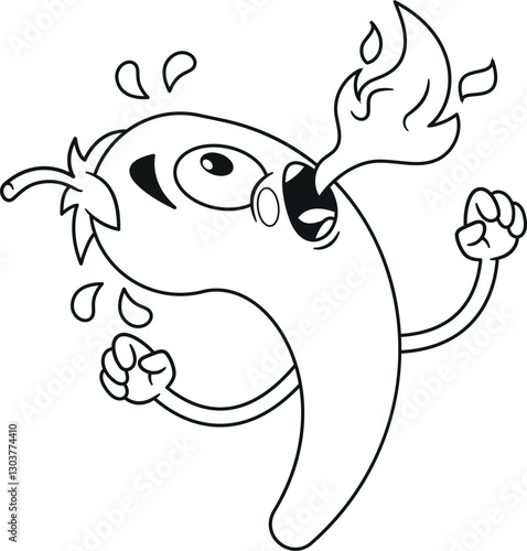 Hot pepper monochromatic character heartburn