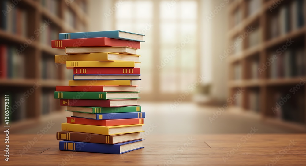 Stack of colorful books, learning and knowledge, back to school social media Stack of colorful books, learning and knowledge, back to school social media
