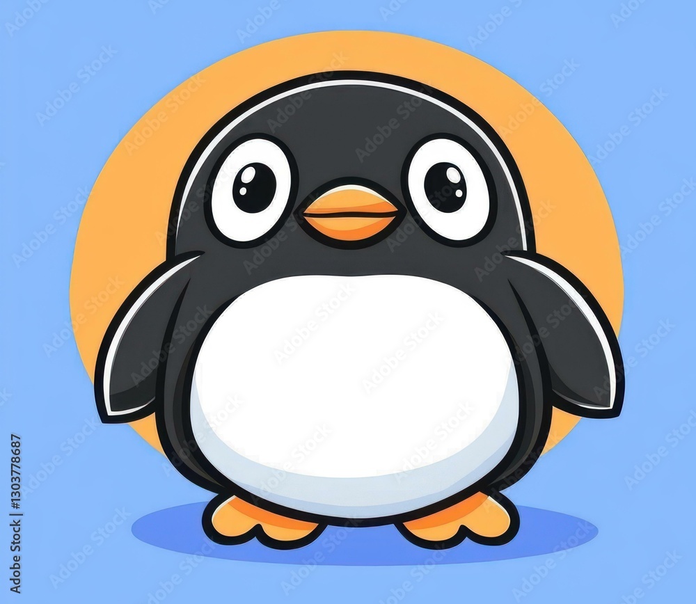 Naklejka premium A playful vector penguin design perfect for logos, icons, and fresh projects, showcasing a unique cartoon sketch style.