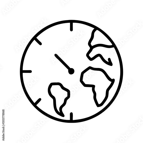 World Clock Illustration Showing Time Around the Globe  