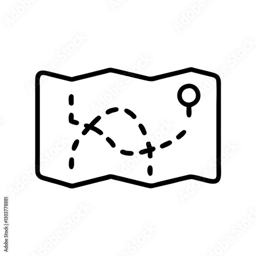 Outline map with routes and destination marker  