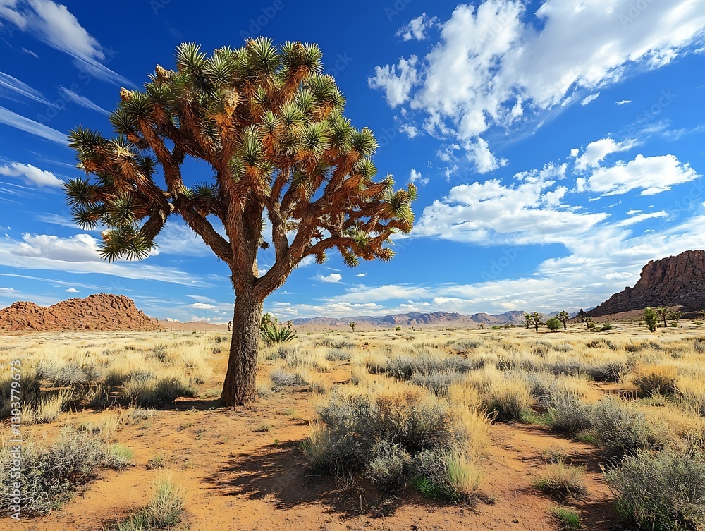 Desert Tree Standing Tall Against Blue Sky Vista Desert Tree Standing Tall Against Blue Sky Vista
