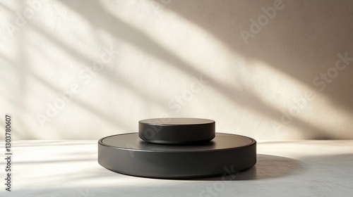 Stylish Circular Display Pod in Minimalist Studio Setting