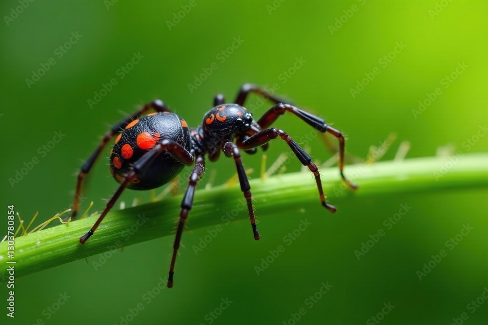 Phalangium opilio's body on a single strand of grass, arachnid, body Phalangium opilio's body on a single strand of grass, arachnid, body