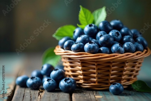 Wallpaper Mural Fresh wild blueberries piled high in a wicker basket,, organic Torontodigital.ca