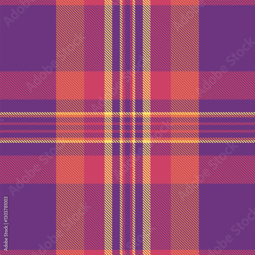 60s texture seamless vector, hotel fabric textile tartan. Baby check pattern background plaid in red and eminence colors.