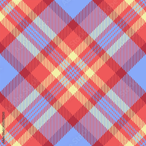 Man plaid background texture, menu check textile vector. Business pattern seamless tartan fabric in red and blue colors.