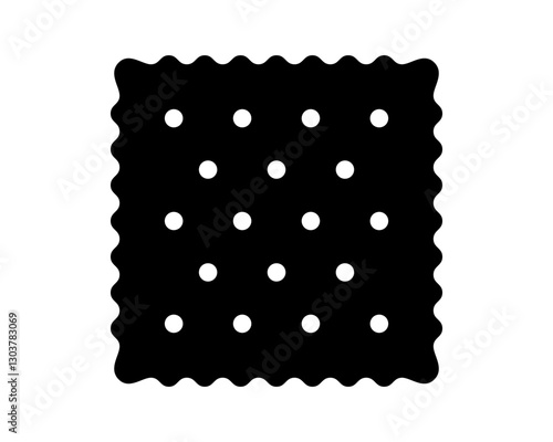 Cracker icon. Sweet or salty biscuit cookie in square shape. Popular crunchy snack silhouette isolated on white background. Vector graphic illustration.