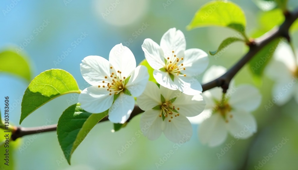 White pear tree flowers swaying gently on a limb, flowers, twig branches, blossom stem White pear tree flowers swaying gently on a limb, flowers, twig branches, blossom stem