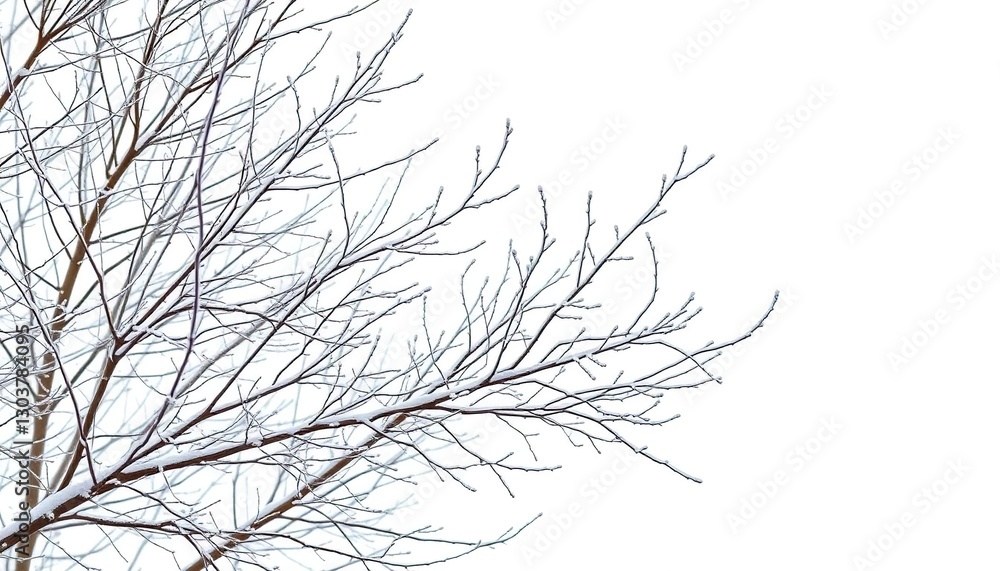 Stark winter branches against pure white backdrop, clean, design Stark winter branches against pure white backdrop, clean, design