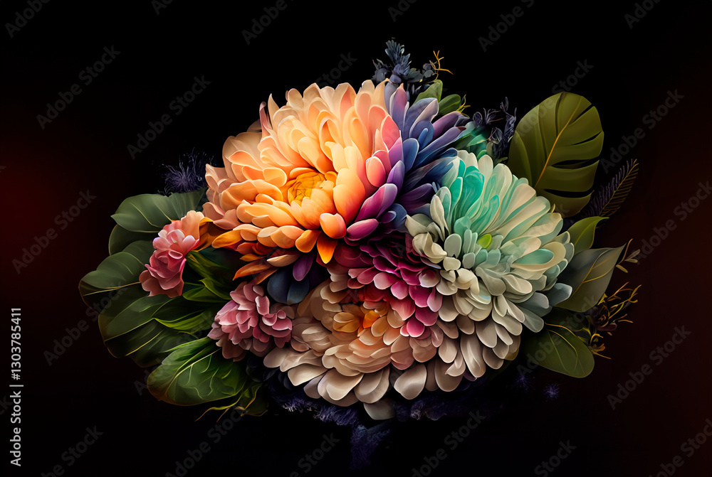 Bouquet of flowers on a dark background