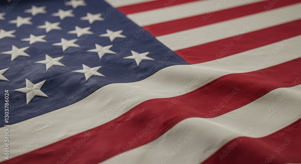 Obraz premium Close-up of an American flag, showing its rich textures and vibrant colors.