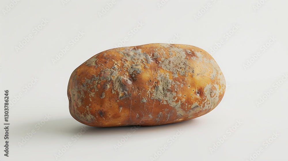A golden-brown potato with earthy skin on a clean white background A golden-brown potato with earthy skin on a clean white background