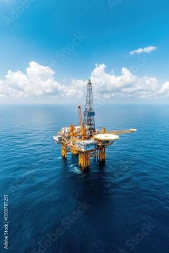 Offshore Oil Rig Overlooking Calm Blue Ocean