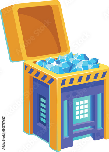 Opened chest with gems vector illustration