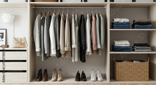 Wallpaper Mural Organized Modern Closet with Neutral Tones and Minimalist Style Torontodigital.ca