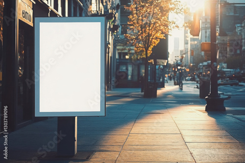 Outdoor mockup of a blank information poster on patterned paving-stone; an empty vertical street banner template in an alley; billboard placeholder mock-up on a city boulevard in an alleyway outdoors