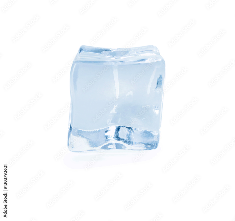 One crystal clear ice cube isolated on white One crystal clear ice cube isolated on white