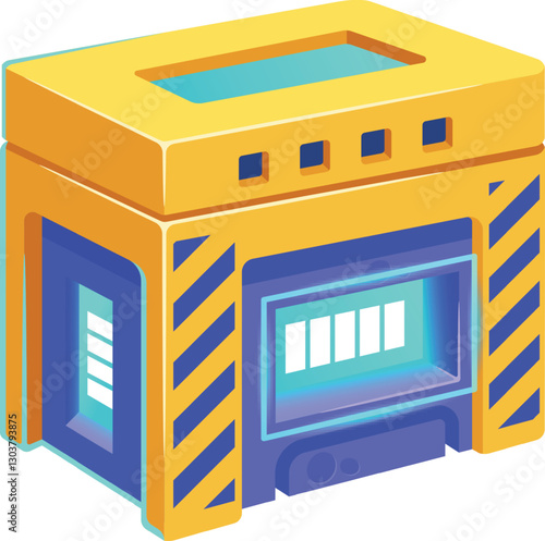 Futuristic locked trophy chest vector illustration