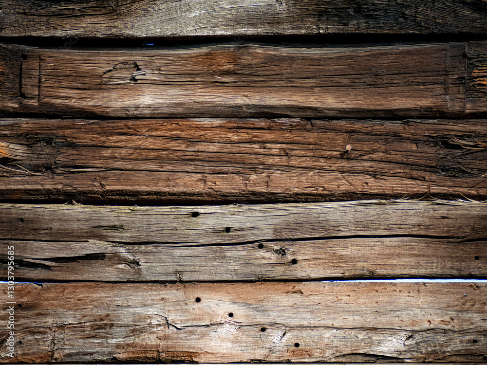 Fototapeta premium Holzwand aus verwitterten Eisenbahn Schwellen
