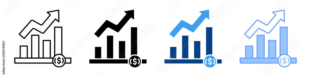 Investment Graph icon multiple style collection set Investment Graph icon multiple style collection set
