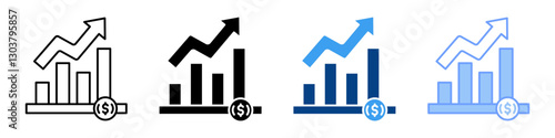 Investment Graph icon multiple style collection set