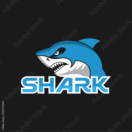 Illustration logo of a fierce shark with fangs photo