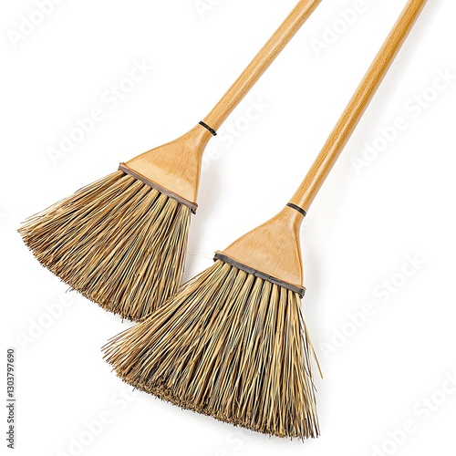 Wallpaper Mural Cleaning brooms with ergonomic handles and smooth bristles, perfect for cleaning tasks The brooms are isolated on white background Torontodigital.ca