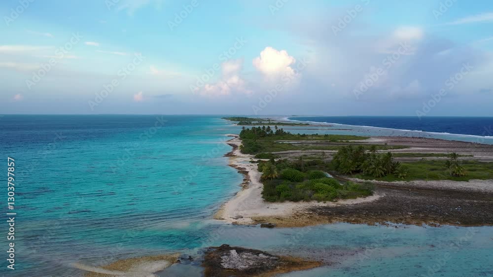 One of the biggest atoll in the world. Fakarava islands from above. Paradise in the middle of Pacific ocean. Atoll near Tahiti in French Polynesia One of the biggest atoll in the world. Fakarava islands from above. Paradise in the middle of Pacific ocean. Atoll near Tahiti in French Polynesia