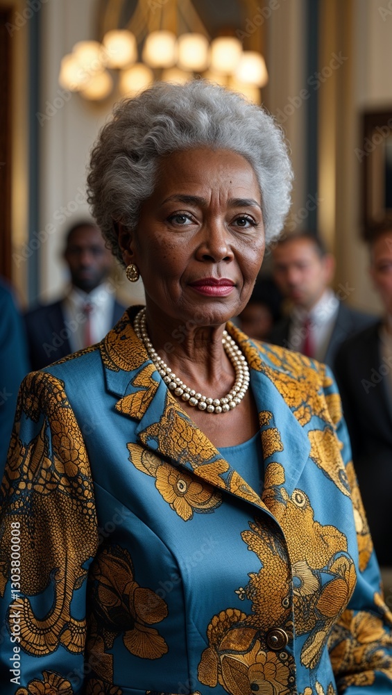 © sevenSkies - black African elderly woman politician inside government office background © sevenSkies - black African elderly woman politician inside government office background
