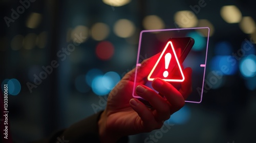 Warning Sign on Smartphone for Alert Notification Concept