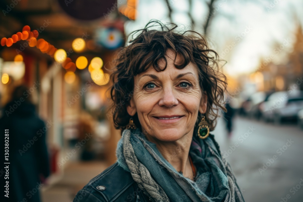 Portrait of a smiling middle-aged woman on the street. Portrait of a smiling middle-aged woman on the street.
