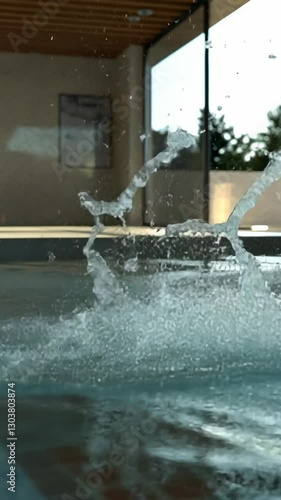 Wallpaper Mural Water splashes dramatically in a modern indoor pool during daytime Torontodigital.ca