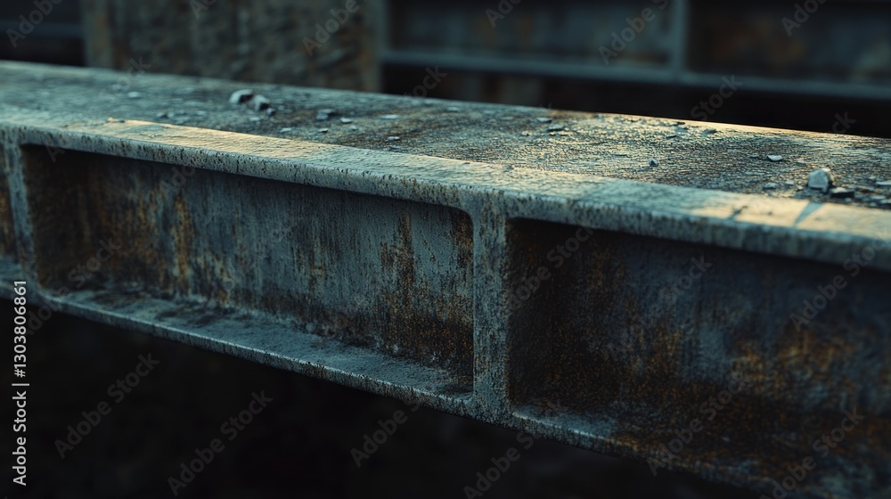 Rusty steel beam, construction site, close-up, industrial background, texture Rusty steel beam, construction site, close-up, industrial background, texture