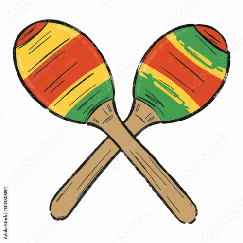 Illustration of Maracas Representing Music Industry Isolated on White Background.