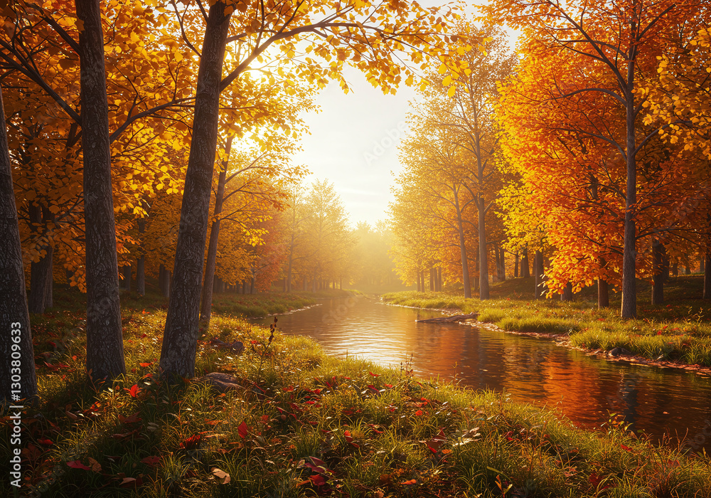 Obraz premium autumn morning in the park