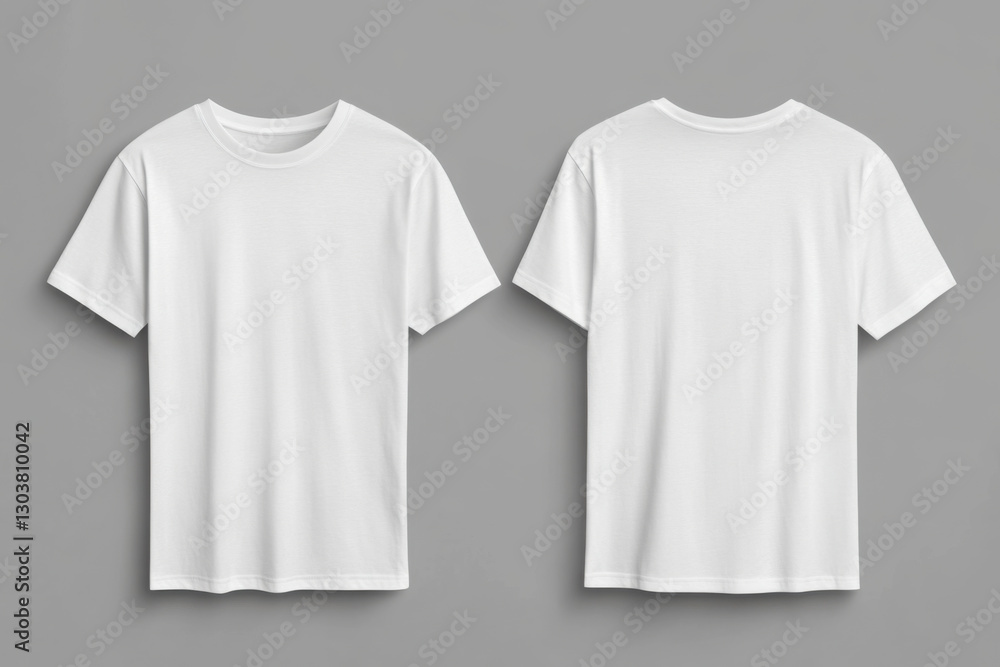 White t-shirts with copy space on gray background
White t-shirts with copy space on gray background