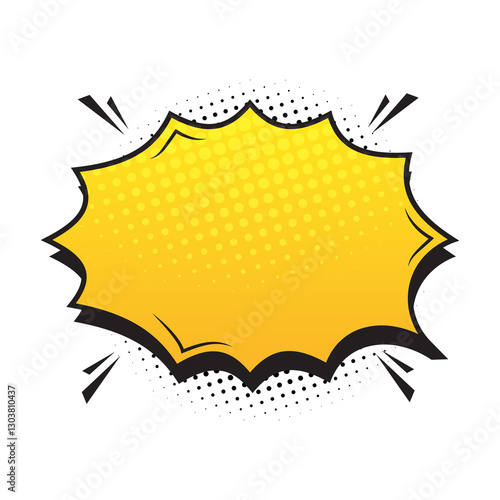 Retro comic background with pop art vintage style. Yellow comic speech bubble. Comic speech bubble isolated on white background