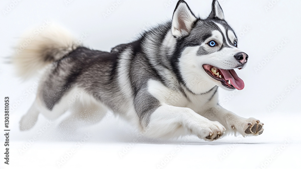 A Spirited Siberian Husky In Full Flight, A Joyful Blur Of Black, White, And Grey Fur Against A Pristine White Snow, Capturing The Pure Energy Of Winter Isolated on Transparent Background A Spirited Siberian Husky In Full Flight, A Joyful Blur Of Black, White, And Grey Fur Against A Pristine White Snow, Capturing The Pure Energy Of Winter Isolated on Transparent Background
