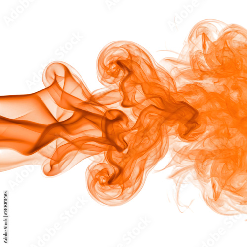 Vibrant Orange smoke isolated on transparent background