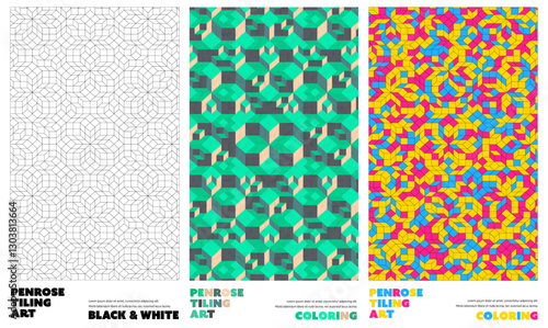 A Journey Through Penrose Tiling: Transforming Geometric Structures into Artistic Masterpieces