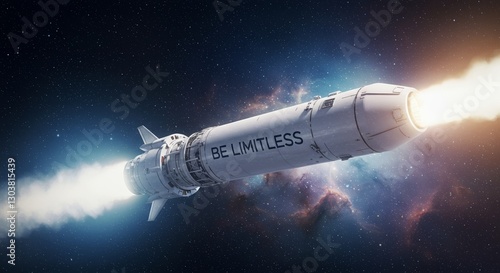 Wallpaper Mural Rocket blasts through space with 'Be Limitless' message against starry backdrop Torontodigital.ca